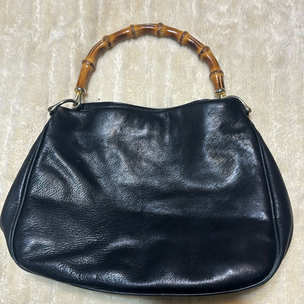 Mario Moravitto Italy Bamboo handle leather handbag